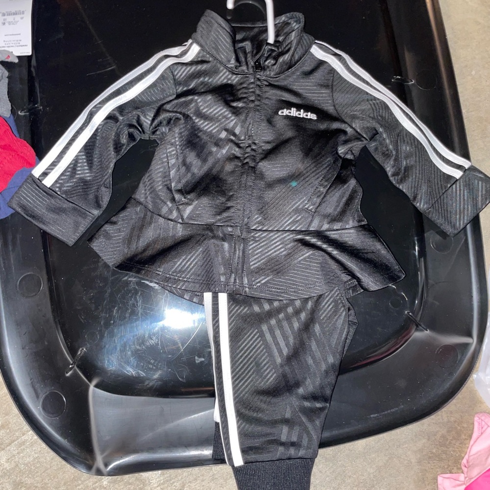 Adidas baby girl peplum jacket two piece set! Worn once like brand new.